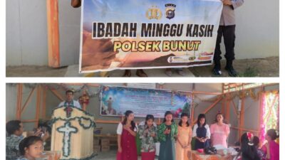Polsek Bunut Gelar Minggu Kasih di BNKP Desa Merbau, Jemaat dan Polisi Tegakkan Harkamtibmas