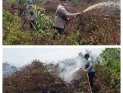 Polisi Bersama TNI dan Perusahaan Lakukan Pendinginan Karhutla di Bunut