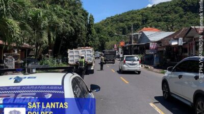 Satlantas Polres Karangasem Berikan Himbauan, Tidak Parkir Truk Sembarangan di Kawasan Obyek Wisata Candidasa
