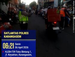 Pastikan Arus Lalulintas Lancar, Sat Lantas Lakukan Gatur Lalin, di Pasar Amlapura