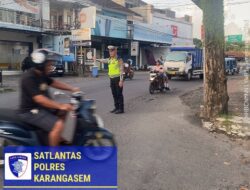 Berikan Rasa Aman dan Nyaman kepada Siswa Siswi, Personil Lantas Lakukan Gatur Pagi di Depan MAN Amlapura