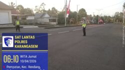 Cegah Gangguan Kamtibmas, Satuan Lalulintas Polres Karangasem Lakukan Pengamanan Ida Betara Turun Kabeh