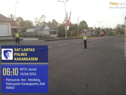 Cegah Gangguan Kamtibmas, Satuan Lalulintas Polres Karangasem Lakukan Pengamanan Ida Betara Turun Kabeh