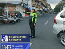 Satlantas Polres Karangasem Atensi Pos Sore dan Pengaturan di Pasar Senggol Jalan Gajah Mada Amlapura