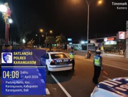 Pastikan Ketertiban dan Kelancaran Arus Lalulintas, Sat Lantas Polres Karangasem Intensifkan Hunting System dan Blue Light Patrol