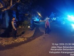 Pastikan Situasi Kamtibmas Tetap Kondusif, Polsek Bebandem Gelar Blue Light Patrol Walau di Tengah Rintikan Hujan
