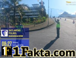 Satuan Lalulintas Polres Karangasem Berikan Pengamanan, Jalannya Persembahyangan Ida Betara Turun Kabeh