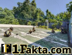 Wujud Kepedulian TNI, Personel Koramil Tabanan Tambal Lapangan Retak di Panti Asuhan Salam