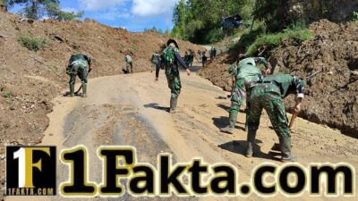 Dandim 0106/Aceh Tengah Kerahkan Personel Untuk mebersihkan Akses Jalan Tertimbun Longsor di Desa Mandale