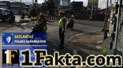Personil Sat Lantas Polres Karangasem, Atensi Pos Sore, dan Gatur di Ktl 1 Subagan