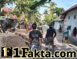Gotong Royong TNI dan Warga, Jalan Dusun Getap Mulai Dicor