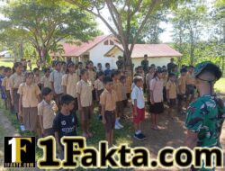 Satgas TMMD Ke-128 Kodim 1629/SBD Tanamkan Wasbang dan Disiplin PBB di Ate Engge
