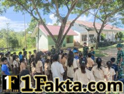 Bentuk Generasi Nasionalis, Satgas TMMD Latih PBB dan Beri Wasbang ke Siswa