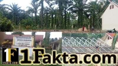 Pekerja Proyek Revitalisasi SMPN 2 Nisam Antara Diduga Abaikan Keselamatan Kerja