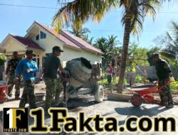 Tetap Semangat dan Kompak, Satgas TMMD Ke-128 Bangun Talud di Suralaga