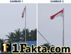Bendera Merah Putih Sobek Tetap Berkibar Di Tiang Bendera SMKN 1 Muara Batu