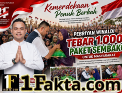 Kemerdekaan Penuh Berkah, Pebriyan Winaldi Tebar 1.000 Paket Sembako untuk Masyarakat Kampar