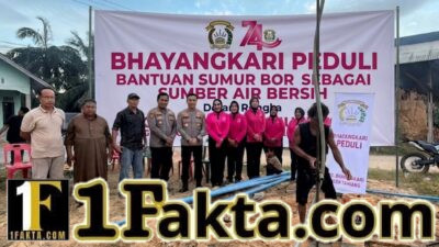 Kapolres Aceh Tamiang Bersama Ketua Bhayangkari Cek Pekerjaan 30 Sumur Bor Bantuan Air Bersih