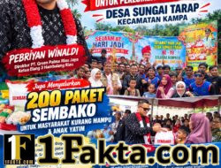 Grand Final Pacu Sampan Desa Sungai Tarap Meriah, Pebriyan Winaldi Salurkan Bantuan 17Juta dan 200 Paket Sembako