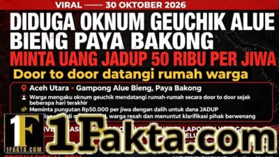 DIDUGA OKNUM GEUCHIK ALUE BIENG PAYA BAKONG MINTA UANG JADUP Rp50 RIBU PER JIWA DENGAN DATANGI RUMAH WARGA