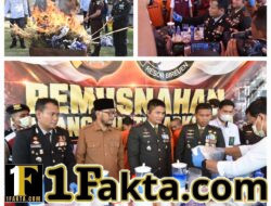 Polres Bireuen Musnahkan Barang Bukti Narkotika, 10.505,92 Gram Sabu dan 19.340 Gram Ganja Hasil Sitaan