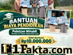 Direktur Utama PT Green Palma Riau Jaya Pebriyan Winaldi Salurkan Bantuan Pendidikan Rp10 Juta untuk Dua Pelajar