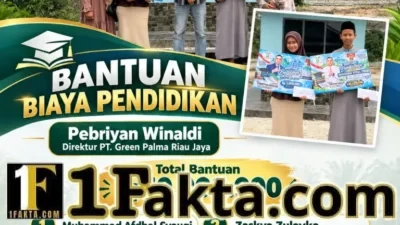 Direktur Utama PT Green Palma Riau Jaya Pebriyan Winaldi Salurkan Bantuan Pendidikan Rp10 Juta untuk Dua Pelajar